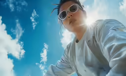 a woman wearing sunglasses is holding a skateboard