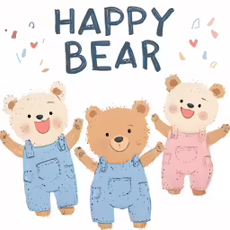 three bears that have been dressed up together for the happy bear