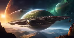 the uss in outer space with the sun and planets around it