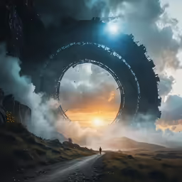 some people are standing by a giant tunnel