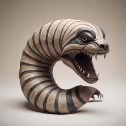 a sculpture is shown with the teeth and stripes