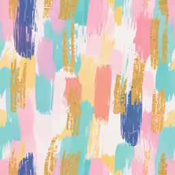 a painting with multicolored paint splats that looks like paintbrushes