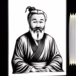 a portrait is shown next to an object