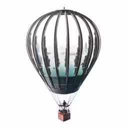 a balloon flying up in the sky with some reflections on it