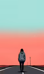 a man walking across a street next to a tall building