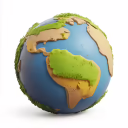 a decorative earth toy with green land and ocean on it