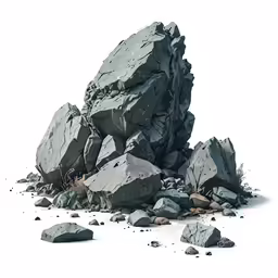 rock formations on the ground with rocks scattered around them
