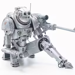 a robot from space station 5 is standing with a weapon in its hand