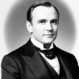 a man wearing a black suit and bow tie