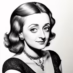 a drawing of a lady in a black dress