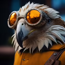 a close up view of an eagle with sunglasses