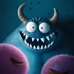 monsters are making faces in the blue and purple