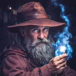 the man with blue eyes holds up his match