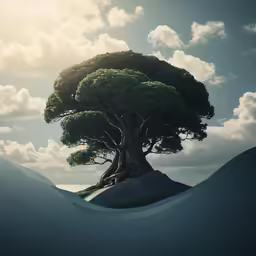 a very large tree in the middle of nowhere