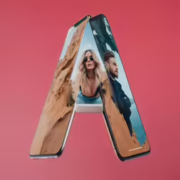 the display in this photo has two images of people on it