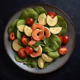 spinach and tomato salad served in a white bowl
