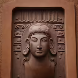 a statue of buddha in an ancient niche