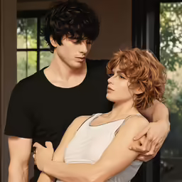 a man hugging a woman in an image