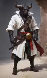 a male in white shirt and black outfit