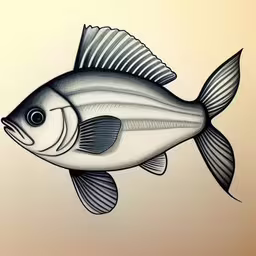 this is a drawing of a fish,a painting of a fish that is on a wall