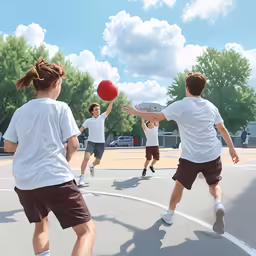 a group of people playing a game of basketball