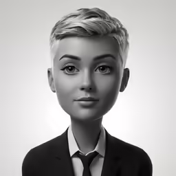 an illustrated woman is in business attire looking forward
