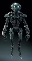 a humanoid is lit up with glowing eyes