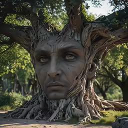a tree man with an interesting and weird look