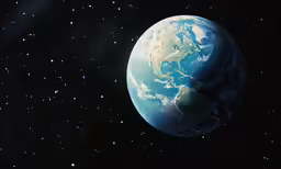 a black and white background with a blue globe