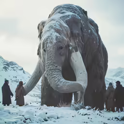 an image of a big furry animal that is in the snow