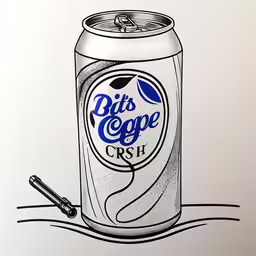 a can of pepsi coke with a pen stuck on top