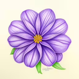 a drawing of a purple flower on a white sheet,an image of a large purple flower