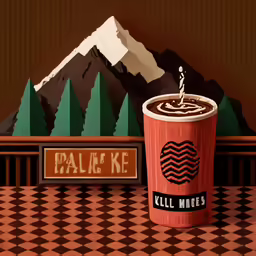 a coffee drink is sitting on a counter