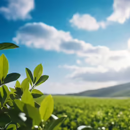 a field that has some leaves growing in it