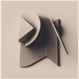 an art piece with three curved shapes