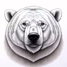 this is a white bear head that looks very angry,this is a black and white drawing of a bear