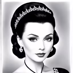 a woman in a tiara with a black dress