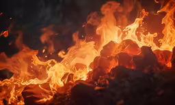 fire burns as it goes out of the wood