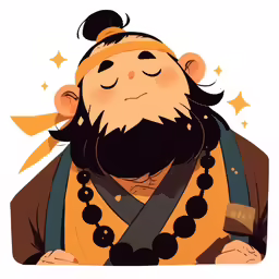 a cartoon character with an elaborately styled hair and beard