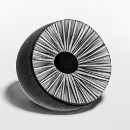 an abstract object with spoke wheels on a white surface