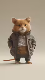 a small toy animal with a coat and boots
