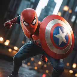 a toy superhero dressed in red and black