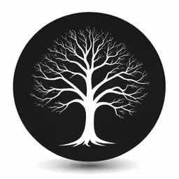 a tree on a white background in a black circle
