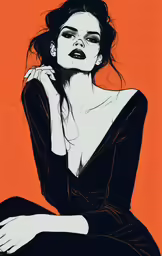 a painting on paper of a woman sitting in a chair