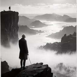 a man standing on top of a cliff