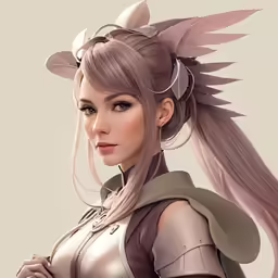 a girl with blonde hair and armor in a cartoon style
