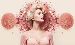 a woman is holding onto her pink head with her hands behind her back