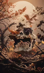 an image of a animal skull in the forest