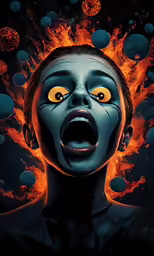 an image of a woman that is on fire