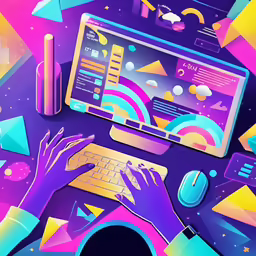 person using computer and looking at screen screen